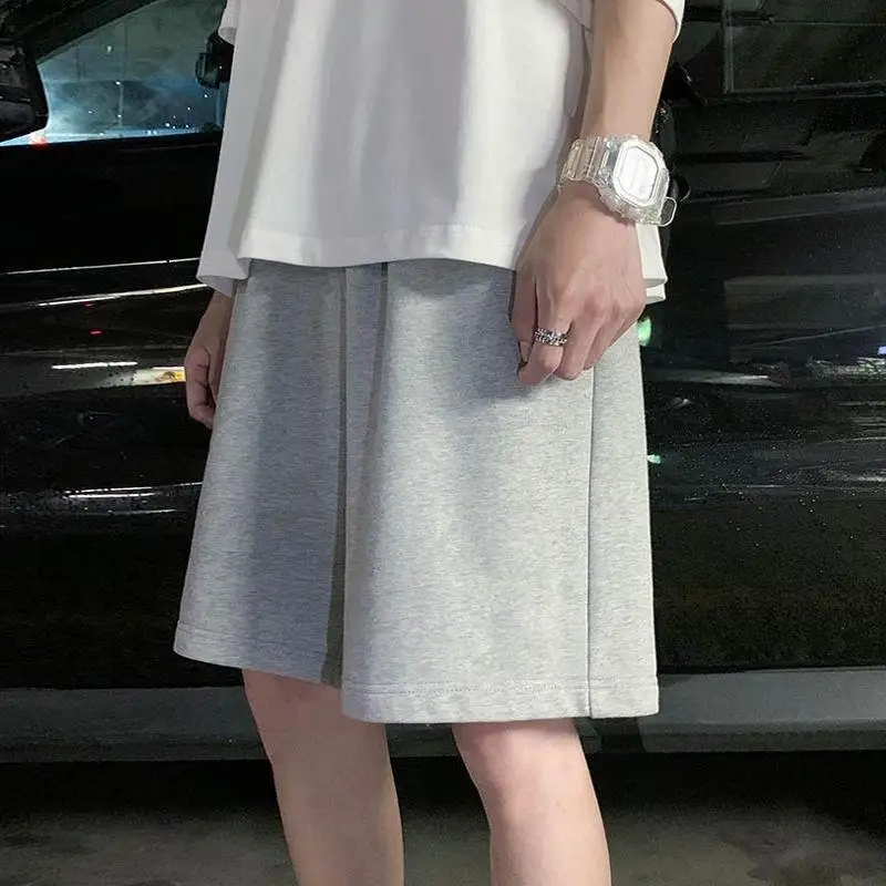 

Men Casual Shorts Solid Straight 2021 Oversize 3XL Korean Loose Simple Teens Breathable Summer Retro All-match Steetwear