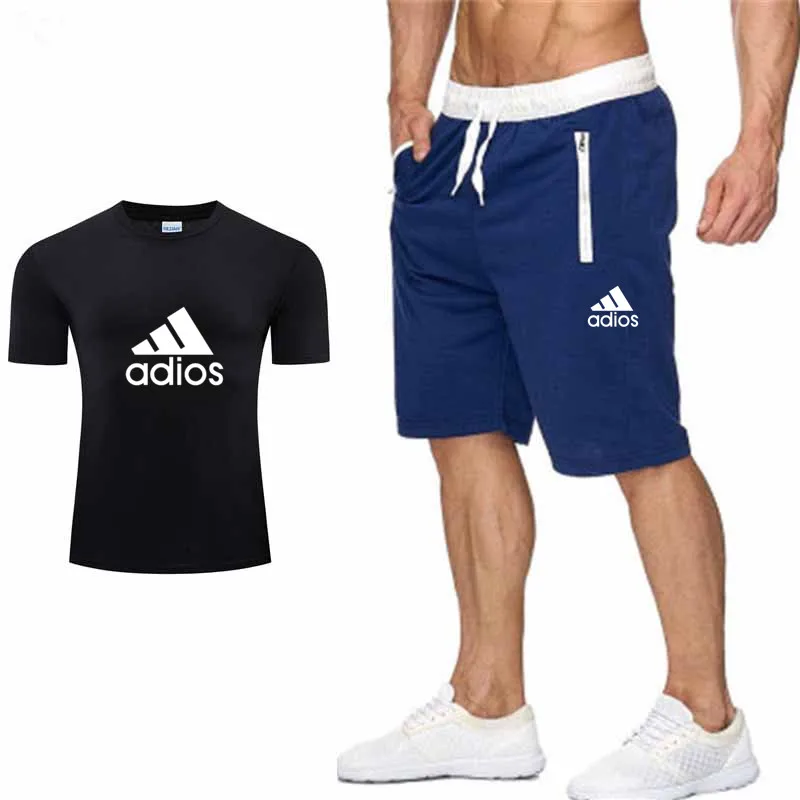 

2021 new printed T-shirt + shorts suit men's sports and leisure printed summer sportswear two-piece brand track suit jogging fit