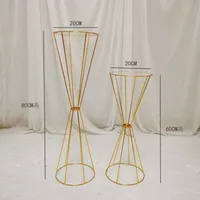 10PCS Vases Electroplated gold  Flower Stand Metal Road Lead Wedding Centerpiece Flowers Rack For Event Party Decoration