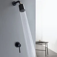 free shipping black concealed shower faucets set brass rainfall shower head single handle mixer tap bathroom overhead shower