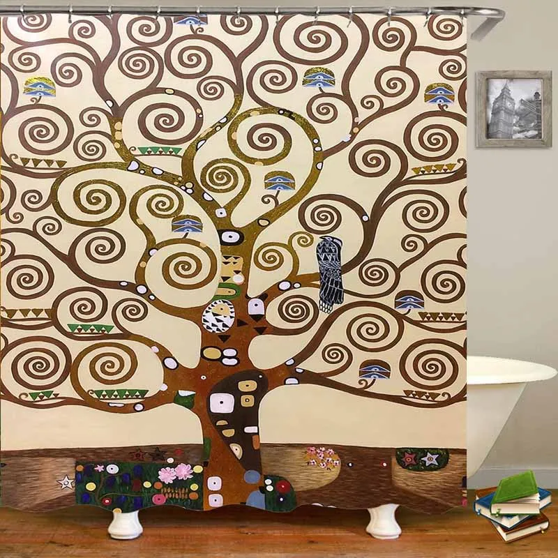 Садовая занавеска для душа Gustav Klimt с цветами ванной Набор декоративных