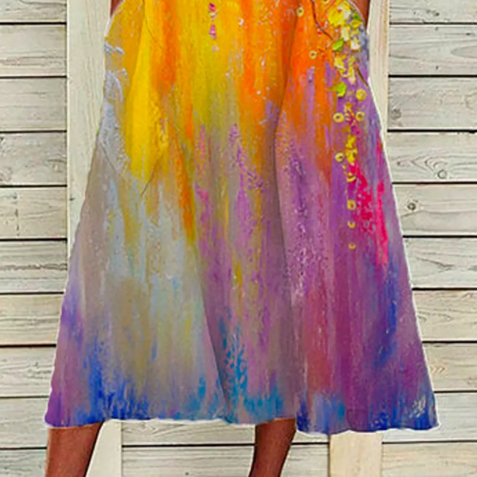 

Flowers Printed Multicolor Dress 2021 Casual Plus Size Midi Dresses Summer Woman Sleeveless Girls Beach Maxi Dress Women Vestido