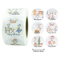 500pcsroll cute mouse merry christmas round stickers 3 8cm for gift sealing decoration label scrapbooking stationery stickers
