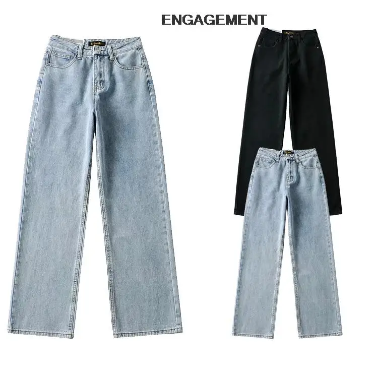 

ENGAGEMENT Za 2021 Trafaluc Pocket Design Jeans Autumn women Loose Long Wide Leg Pants