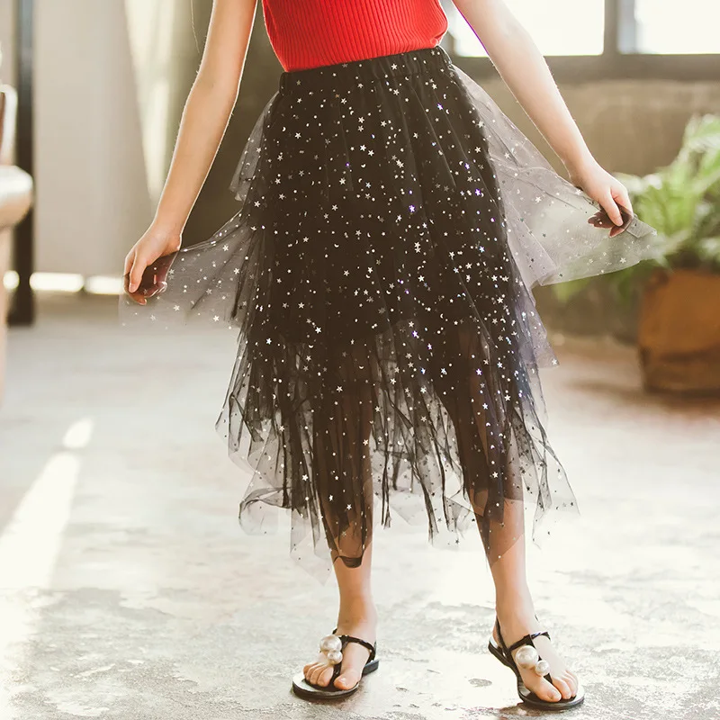 Новинка лета 2021 детская юбка для девочек необычная принцессы со звездами пляжная