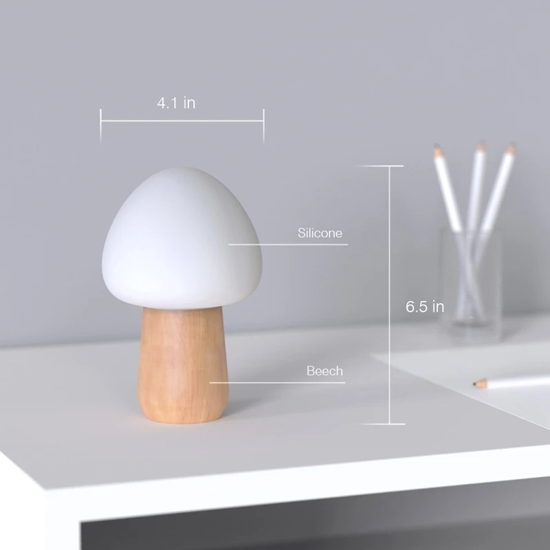 Деревянный многоцветный светодиодный ночник в виде грибов с пультом