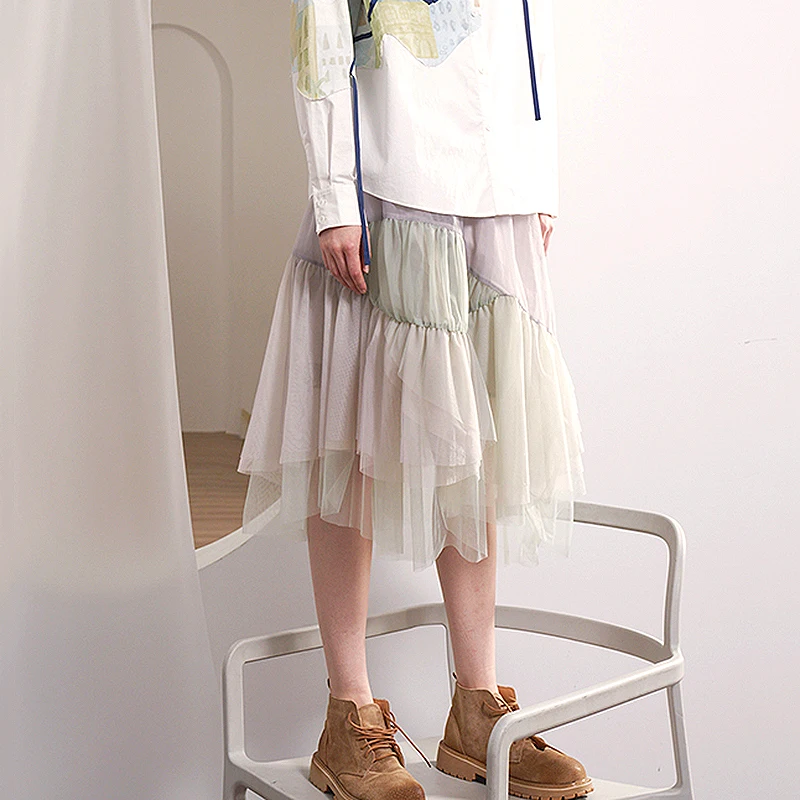 

Korea Sweet Style Woman Skirts Autumn Fashion Multilayer Patchwork Skirts Women Elastic Waistline Ladies Skirt Clothes SL330