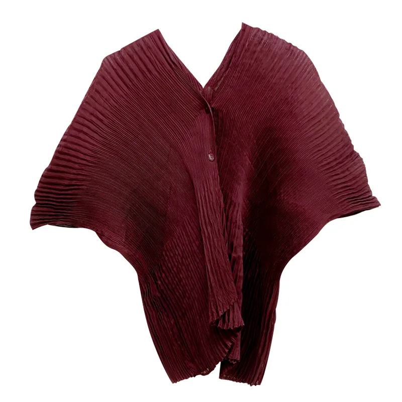 

TVVOVVIN 2021 New Summer V-neck Short Sleeve Pleated Top Solid Color Loose Spliced Commute Jacket European Style X4YY