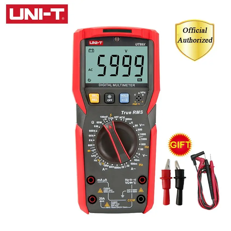 UT89X with gift 1 UNI-T UT89X UT89XD True RMS Профессиональный цифровой мультиметр тестер NCV 20A ток AC DC вольтметр измеритель сопротивления емкости - Цвет: UT89X with gift 1