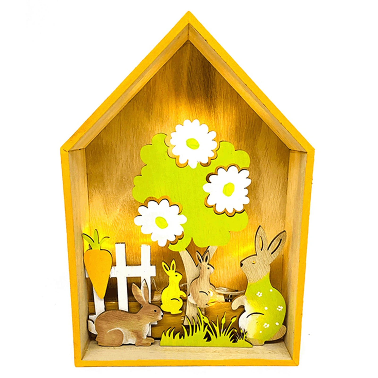 

Painted Wooden Easter Bunny Desktop Ornament Easter Night Light Decor Happy Easter Party Supplies Easter Table Decor Gifts