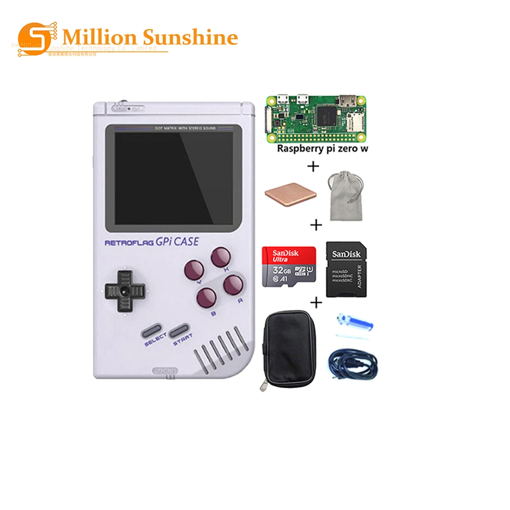 

Оригинальный комплект чехол Retroflag GPi с радиатором для карты Micro SD 32 ГБ для Raspberry Pi Zero W