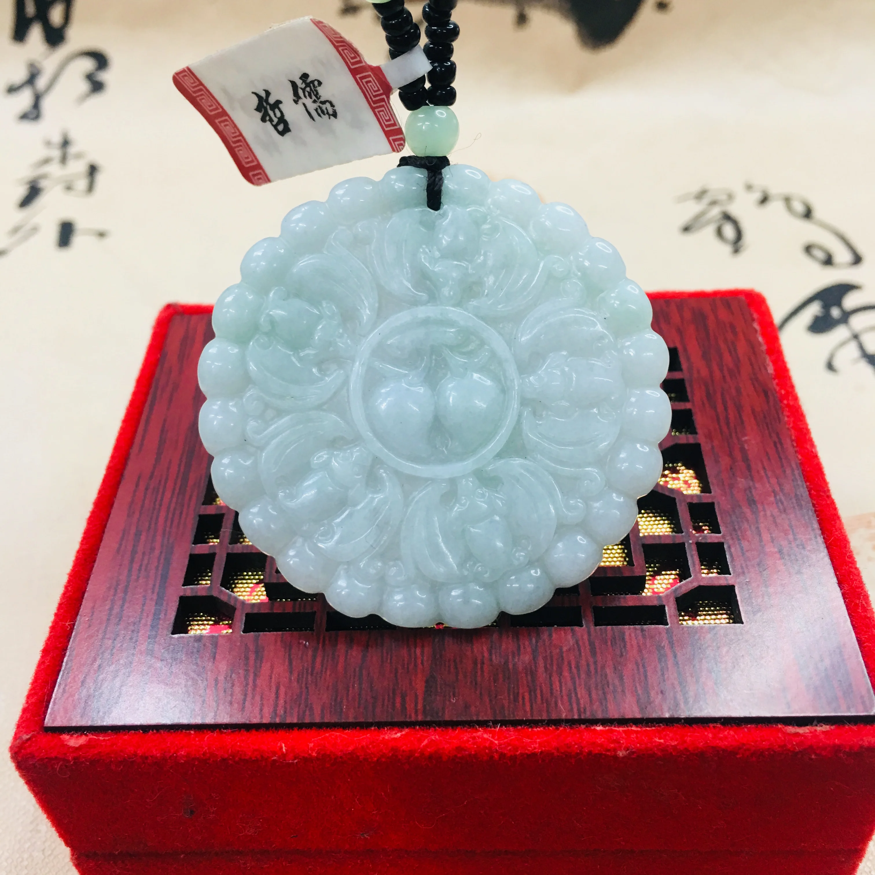 Zheru из печати чистый натуральный жадеит резной светильник зеленый круглый пять