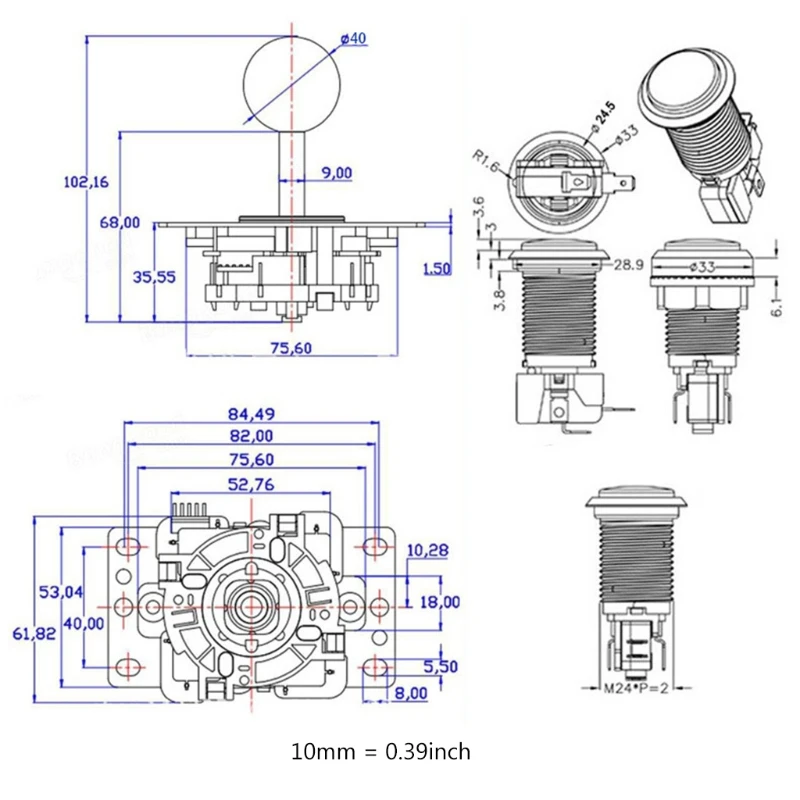 

DIY Arcade Game Joystick Kit Zero Delay USB Encoder 5V LED Chrome Push Button