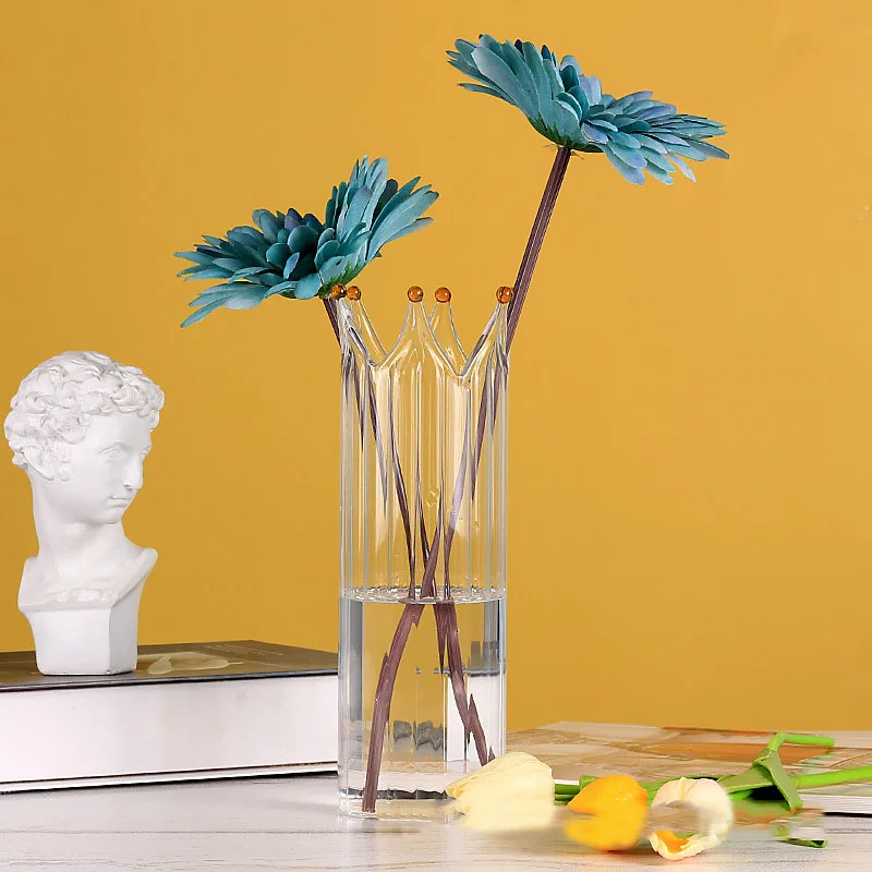 

Crown Terrarium Vase Hand Made Glass Flower Arrangement Container Vase For Home Decoration Pot De Fleur Decoracion Hogar