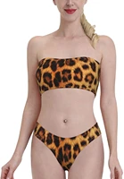 womens tube top two piece bikini high top swimsuit with detachable shoulder strap suitable for beach and swimming pool
