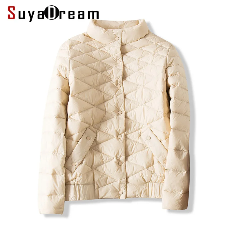 SuyaDream/женские пуховые пальто со стоячим воротником стеганые однобортные теплые