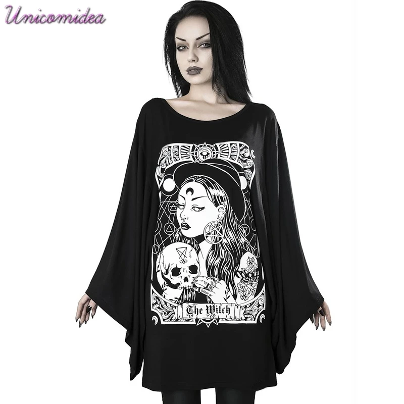 Готический темно панк свободные черные футболки женская футболка Веселая шок