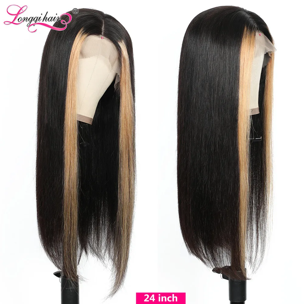 Longqi Выделите 27# боб парик фронта шнурка 8-24 дюймов 13x4 парики фронта шнурка человеческих волос Remy бразильский прямой парик фронта шнурка 8-24 В