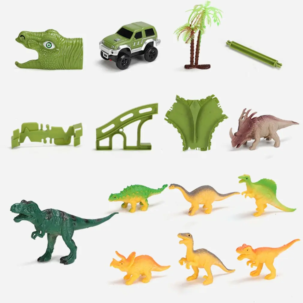 

Dinosaur Railway Toy For Kids DIY Assemble Dinosaur Race Track Set Magical Racing Track Railway Electric Race Car Model Toys