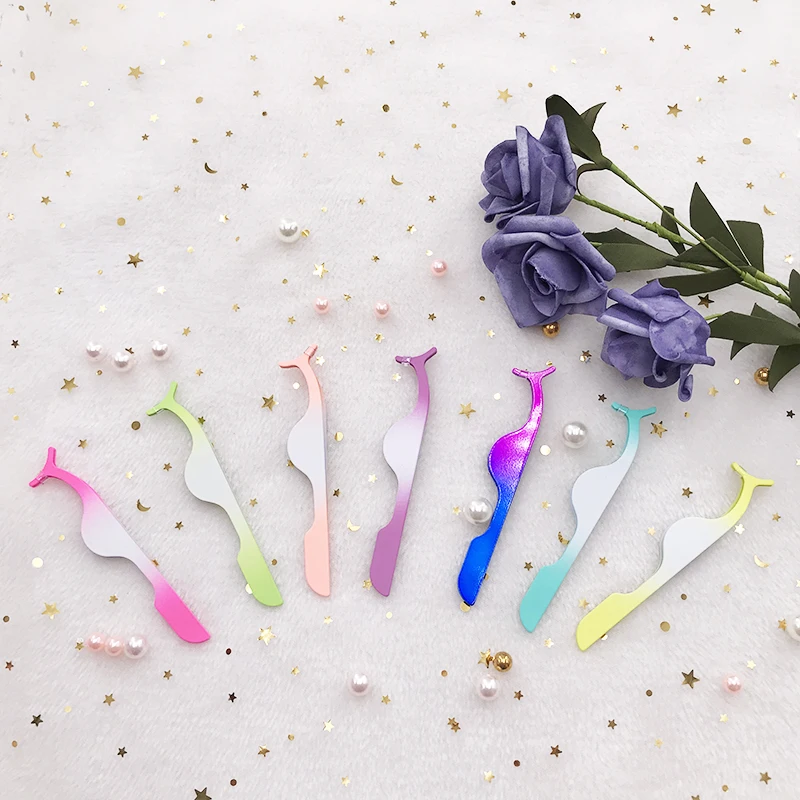 Оптовая продажа разноцветные пинцеты для ресниц 20/шт принимаются индивидуальные