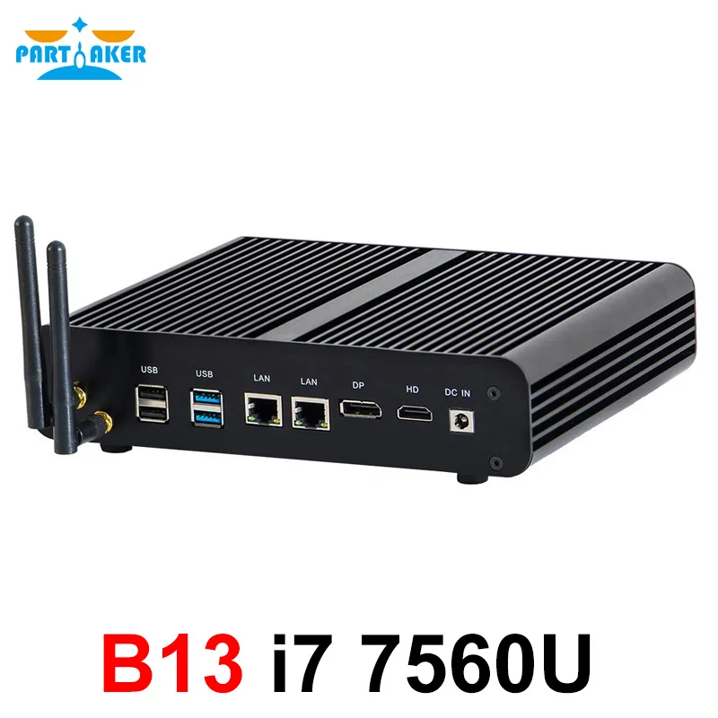 Мини компьютер без вентилятора i7 8550U/7560U i5 8250U/7260U 2 * DDR4 Msata + M.2 SSD микро ПК Win10 Pro Barebone