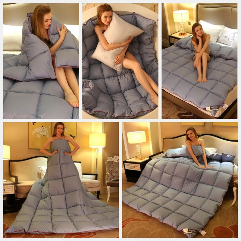 Одеяло из 100% белого гусиного пуха Утепленное зимнее одеяло стеганое Хлопковое