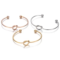 fashion heart knot bangle bracelet 316l stainless steel female wrist bangles mirror polish three colors cuff jewelry gift