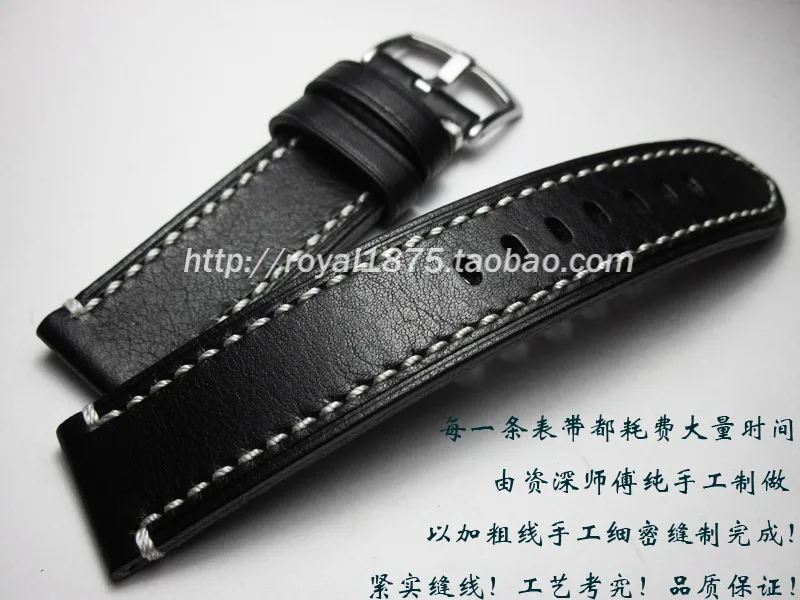 High quality handmade thick line leather strap male 18mm19mm 20mm 21mm 22mm vintage calf leather strap custom made old Wristband