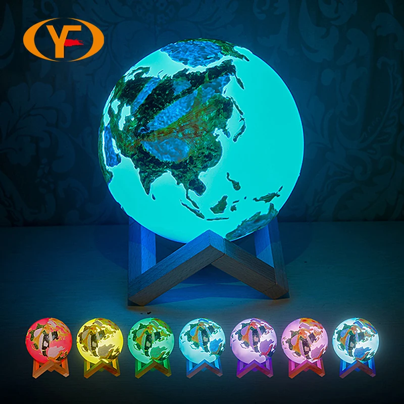 

3D роспись Святой исламский мусульманский Коран плеер 15 см светодиодный земли светильник красочные светильник прикроватный сенсорный USB на...