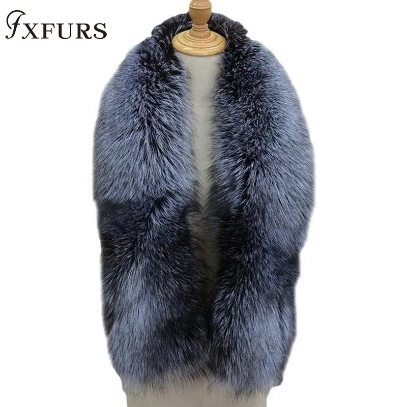 FXFURS роскошный шарф из натурального меха лисы кожаный шарф большого размера натуральный шаль из лисьего меха Зимний женский палантин