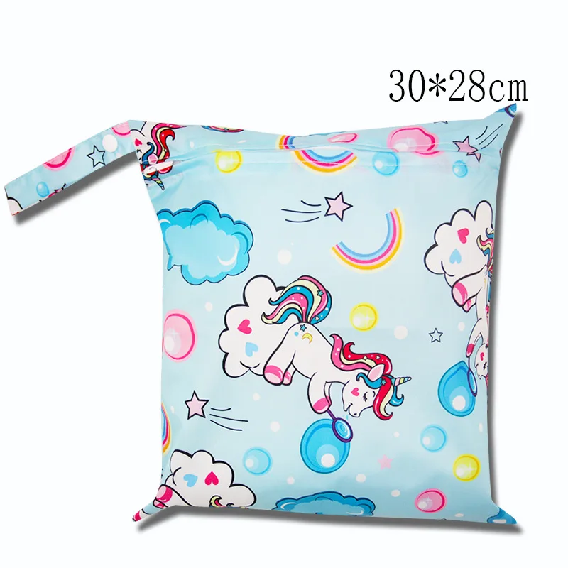 

Baby Diaper Bag Waterproof Reusable Wet Dry Bag Cartoon Zippered Single Pocket Maternity Travel Bag Nappy Mini Bags