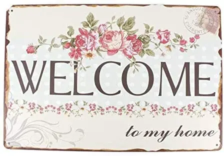 

Funny Retro Metal Tin Metal Sign Welcome Wall Art Decoration Home Bar Coffee Pub 12X8-Inch