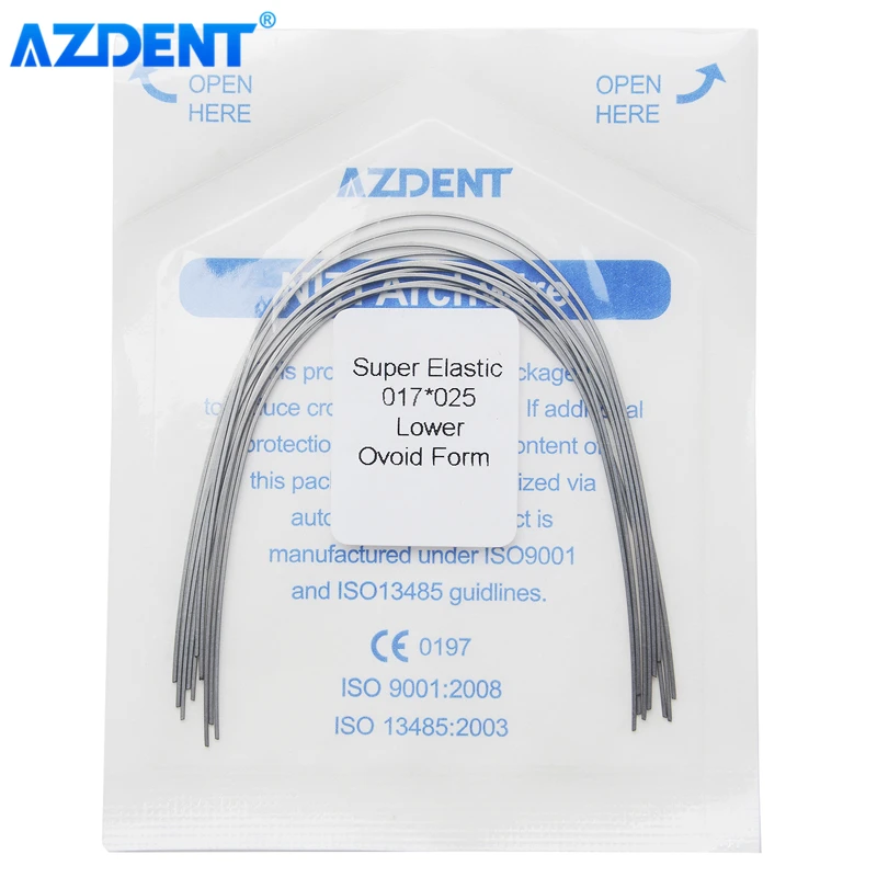 10 упаковок AZDENT Стоматологические Ортодонтические прямоугольные изогнутые