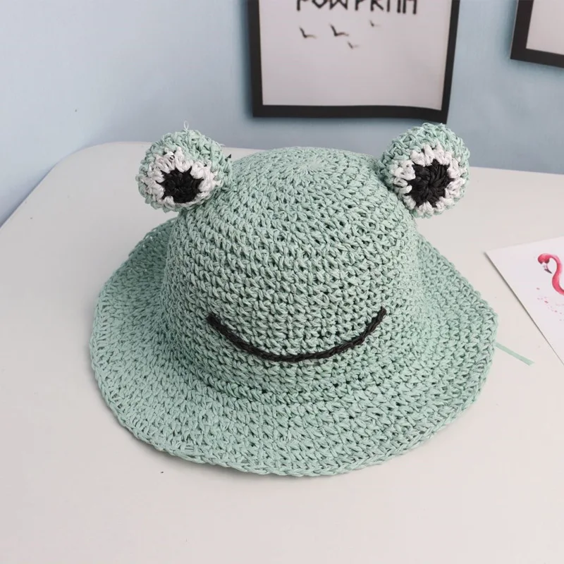 

New Beach Frog Summer Hats for Kids Girls Boy Baby Sun Protection Bucket Straw Hat Gorro Rana Panama Cap Gorras Casquette Caps