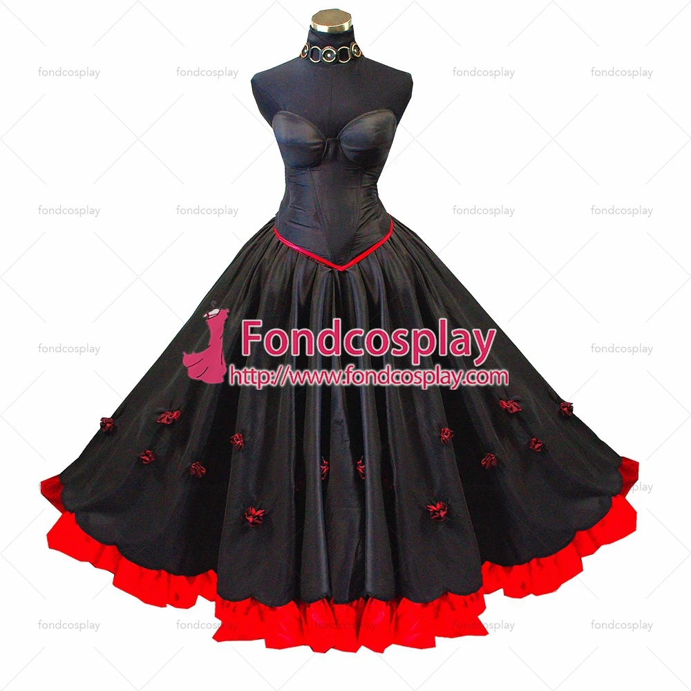 Платье для косплея о история с бюстгальтером длинное черное платье-тафетта