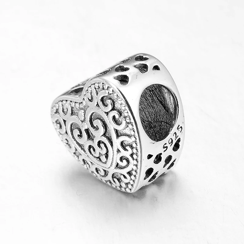 Новые искусственные серебряные бусины в форме сердца Европейский женский