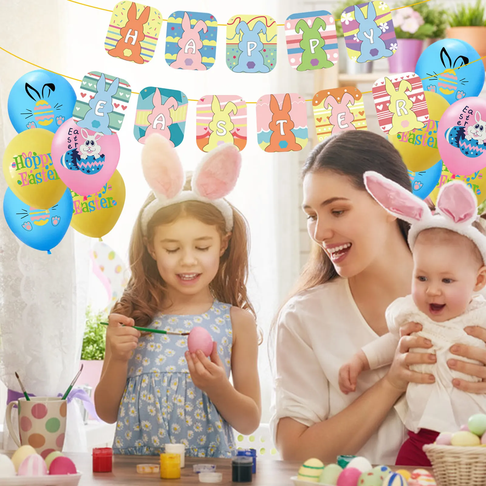 1 комплект фоновая декорация для фотосъемки Христос воскрес с пасхальными яйцами