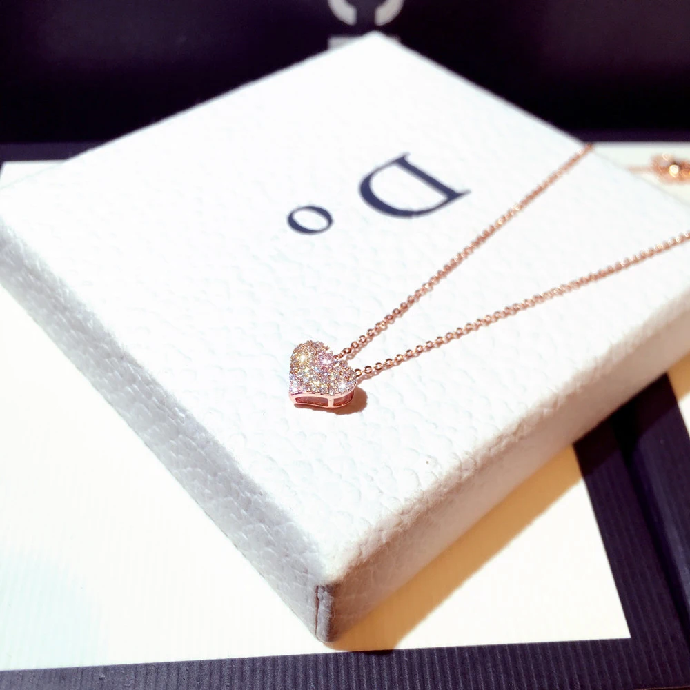 

Zircon Love Heart Shape Necklace High Quality Exquisite Feminia Women Choker Wedding Bridal Jewelry Pendant