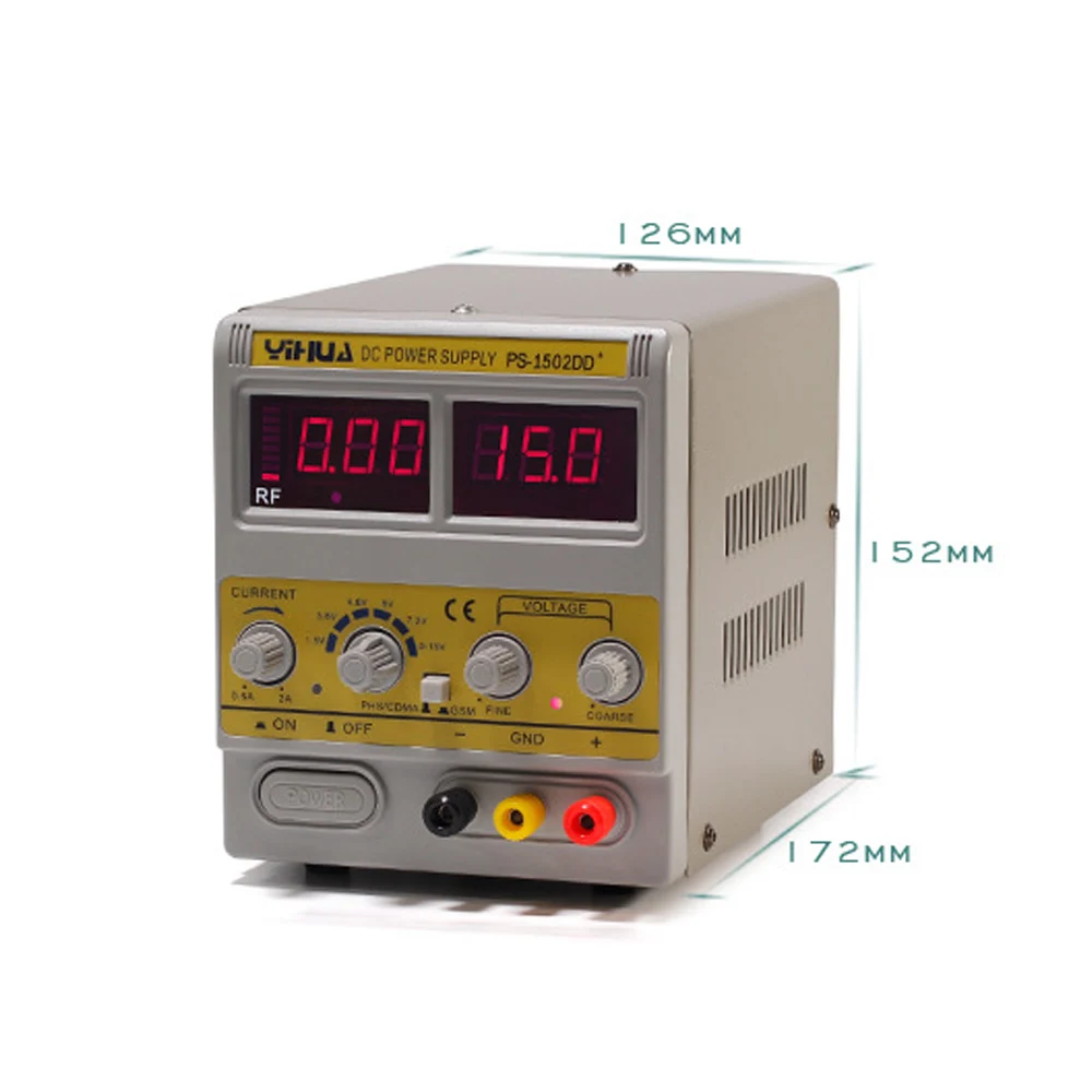 Новейший YIHUA 1502DD+ для мобильного телефона 15V 2A Регулируемый источник питания постоянного тока с светодиодный дисплеем