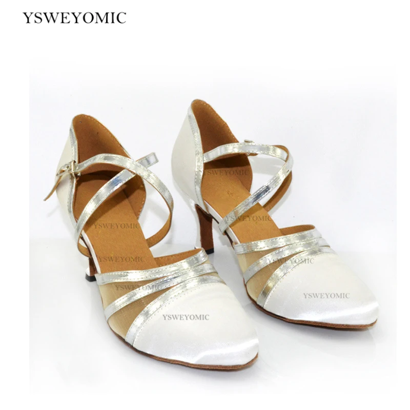 Women Professional Soft Sole indoor Latin Tango Salsa Latin Dance Shoes Customized Heels 8cm 6cm 5cm Closed Toe Ballroom Shoes