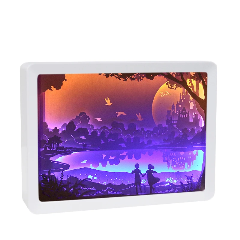 Рождественская бумажная световая коробка с питанием от USB светодиодный теневая