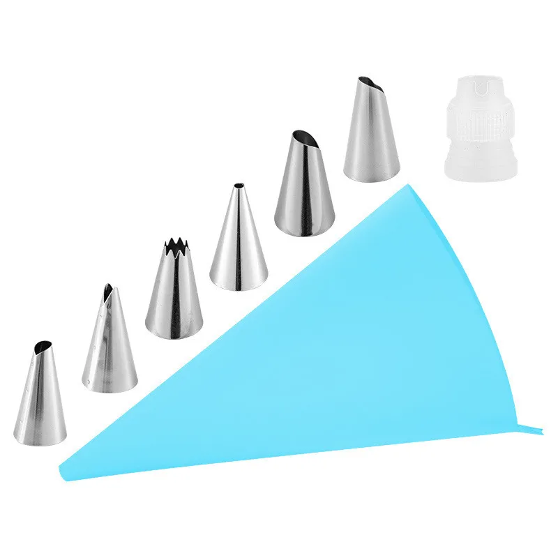 

TN 8PCS/Set Silicone Pastry Bag Tips Kitchen DIY Lcing Piping Cream Reusable Cake Supplies Decorating Tools Mold For Baking