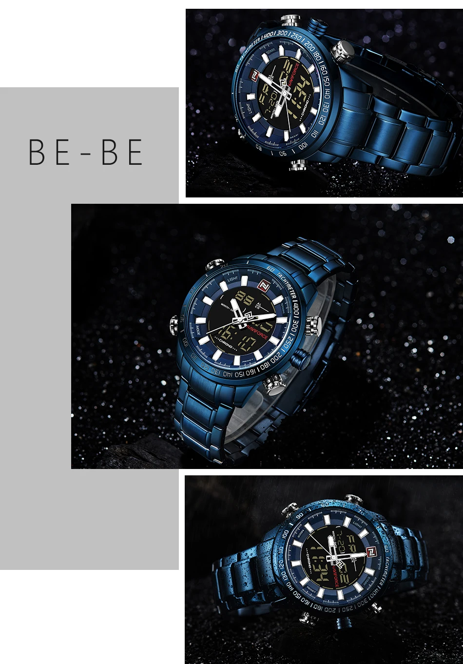 NAVIFORCE новые роскошные мужские спортивные часы Chrono брендовые военные водонепроницаемые электронные наручные часы с подсветкой мужские часы с секундомером