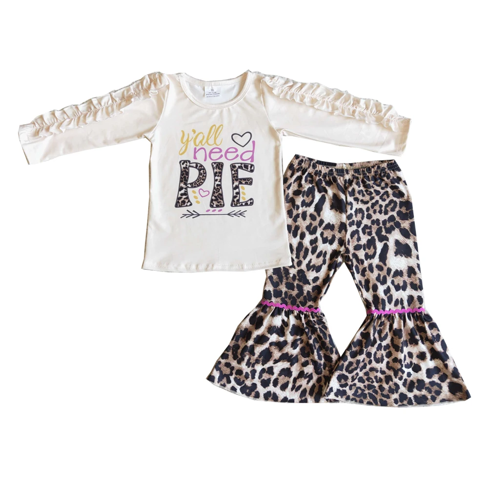 

Эксклюзивная одежда для маленьких девочек с длинным рукавом, детский весенний белый топ с оборками, подходящие к размеру леопардовые раскл...