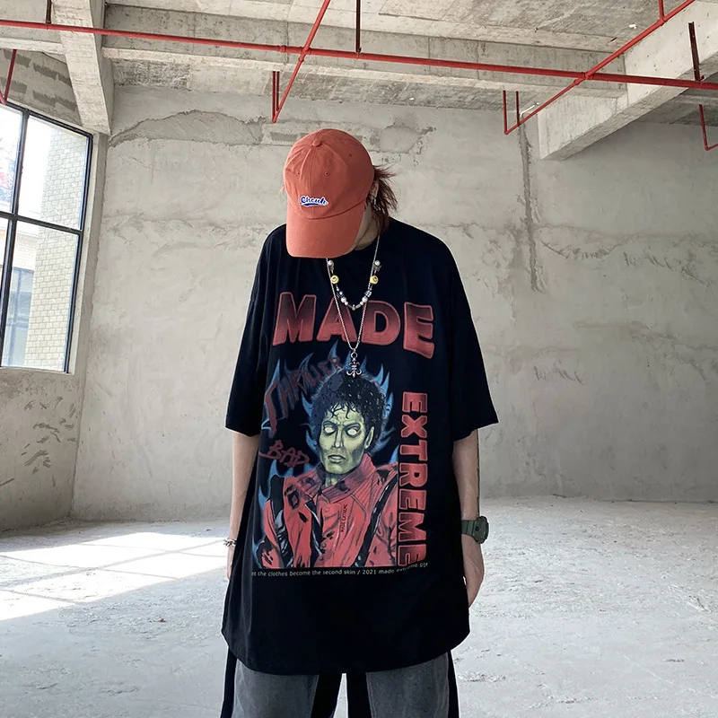 

Men's street culture American dark hip-hop cotton short-sleeved T-shirt men and women with the same loose ins tide brand top