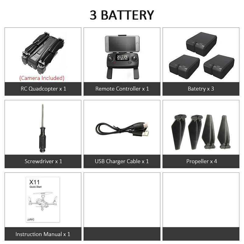 3 Batteries No Bag JJRC X11 5G wifi FPV с 2K камерой gps 20 минут время полета складной пульт дистанционного управления Дрон Квадрокоптер RTF - Цвет: 3 Batteries No Bag