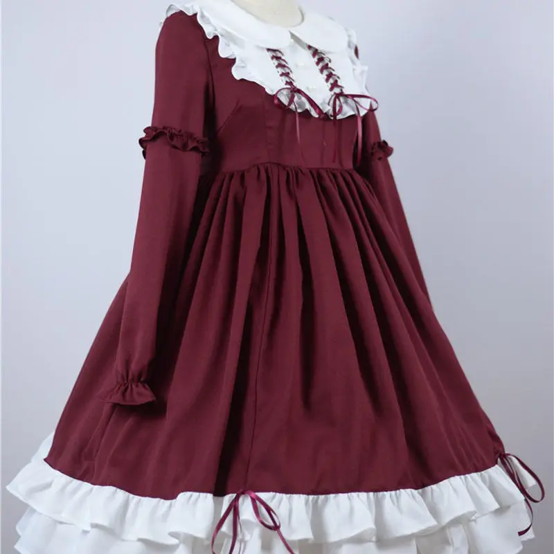 

JuneLove Sweet Lolita Dress Vintage Print Lace Angel Bowknot High Waist Victorian Dress Kawaii Girl Gothic Lolita Op Cos Loli