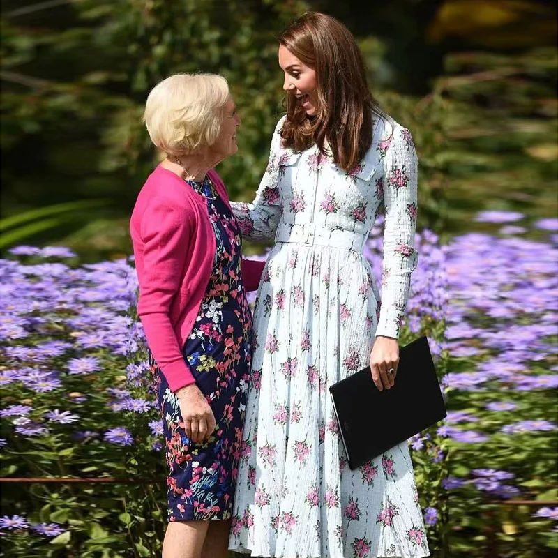 Платье миди принцесса XF Кейт Мидлтон весна осень 2020 Новое Элегантное платье с