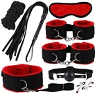 SM Sexy Erotic Suit Adult Sex Toys leather Plush Suit Whip Mask Handcuffs Bundled Binding Set SM Game Kit 8PCS Free shipping H4