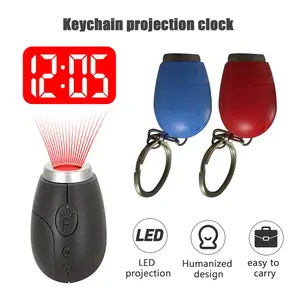 Портативные часы с цифровой проекцией, светодиодные настенные часы с проекцией времени на потолок, волшебный ночсветильник, фонасветильник, часы с цепочкой для ключей, Декор